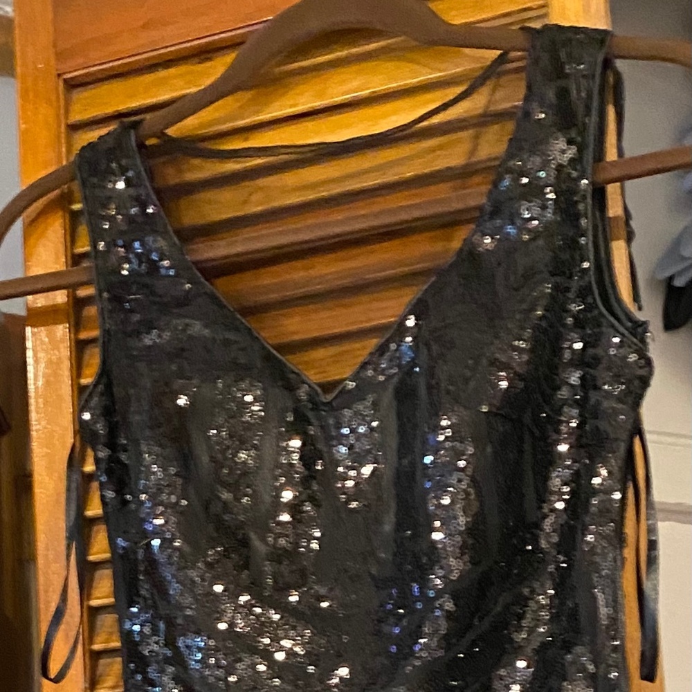 long black sequin black dress. NWOT
